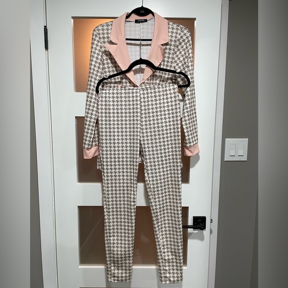 Houndstooth Zip Corset Patch Blazer & Pants Set - NWOT - Picture 3 of 7
